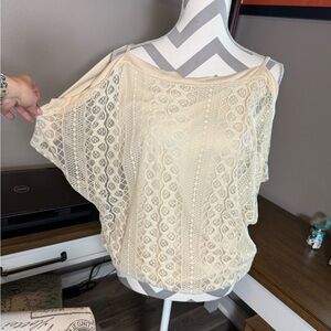Heart Soul Cream Dolman Sleeve Asymmetrical Blouse
